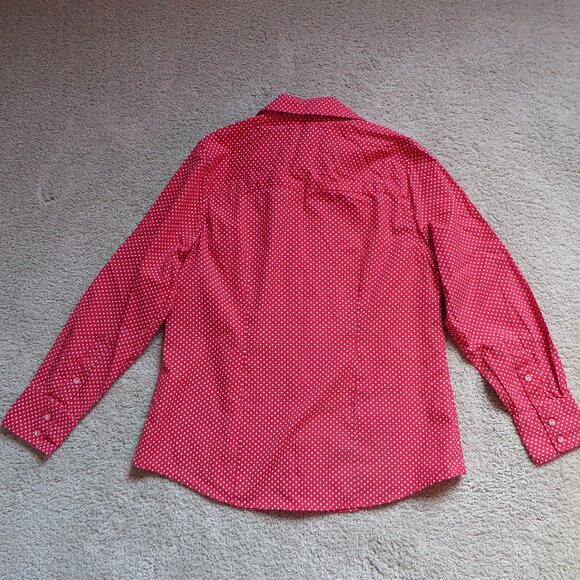 Drappers and Samons Shirt Size M Red/White Polka Dot Button Down Long Sleeves - Picture 5 of 7